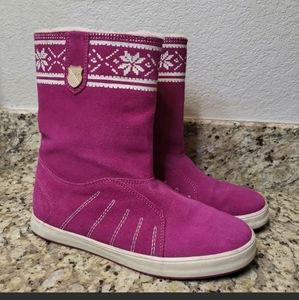 K-Swiss Women's 7 Pink Suede Sherpa Lined Slip On Winter Boots